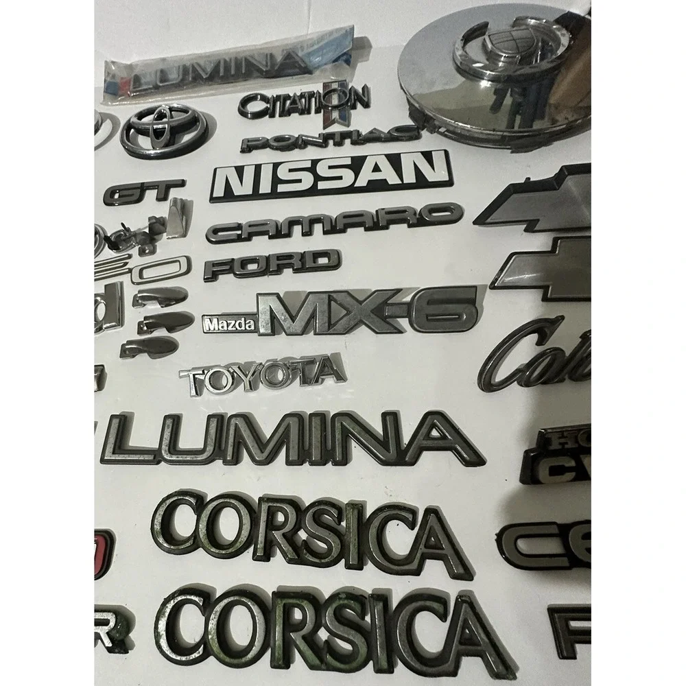 Lot of 40 + Vintage Car Emblems Collection Buick Chevrolet‎ Toyota Camaro Nissan